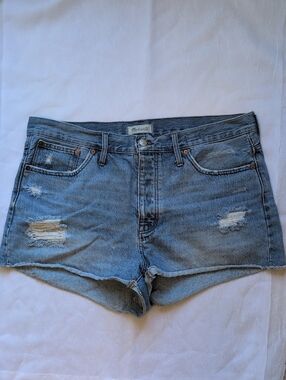 Madewell Relaxed Denim Shorts in Homecrest Wash: Ripped Edition